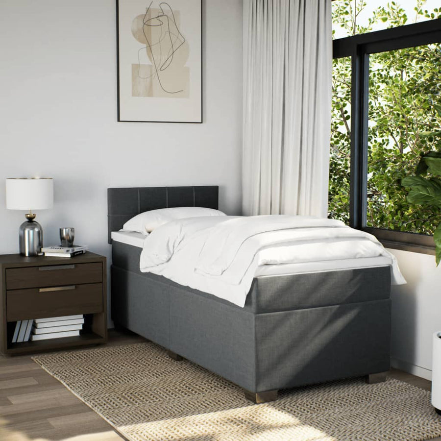 Boxspring met matras stof donkergrijs 100x200 cm
