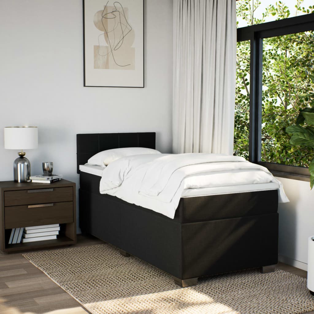 Boxspring met matras stof zwart 100x200 cm