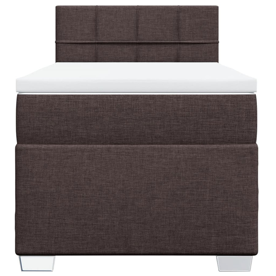 Boxspring met matras stof donkerbruin 100x200 cm