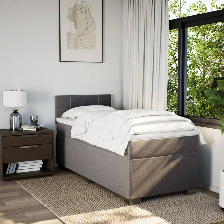 Boxspring met matras stof taupe 100x200 cm