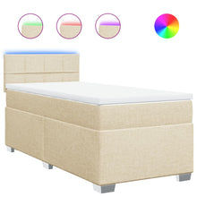 Boxspring met matras stof crèmekleurig 100x200 cm