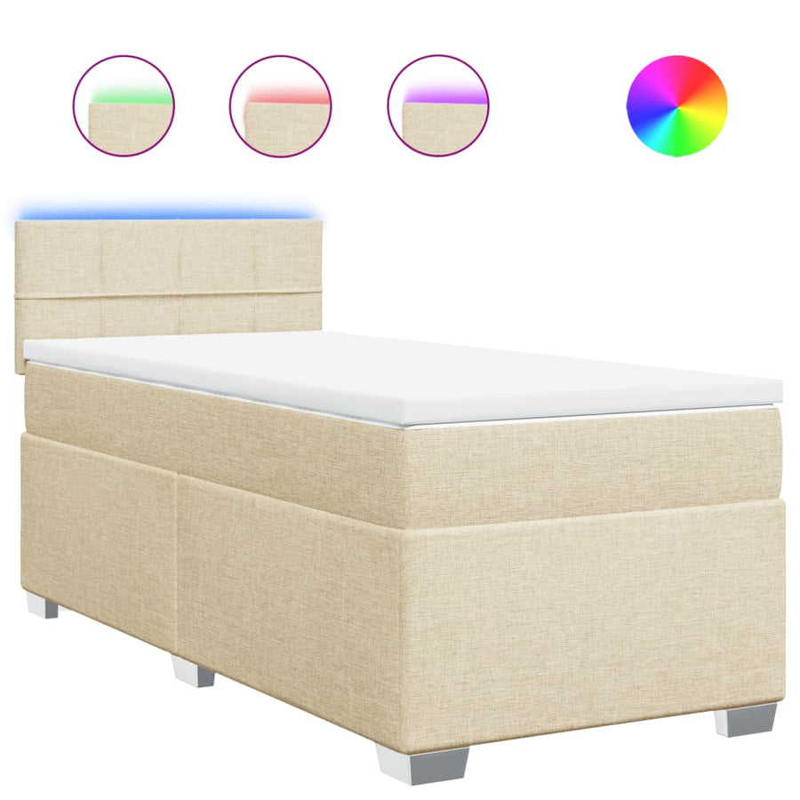 Boxspring met matras stof crèmekleurig 100x200 cm