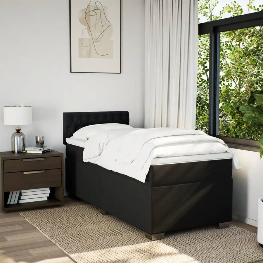 Boxspring met matras stof zwart 100x200 cm