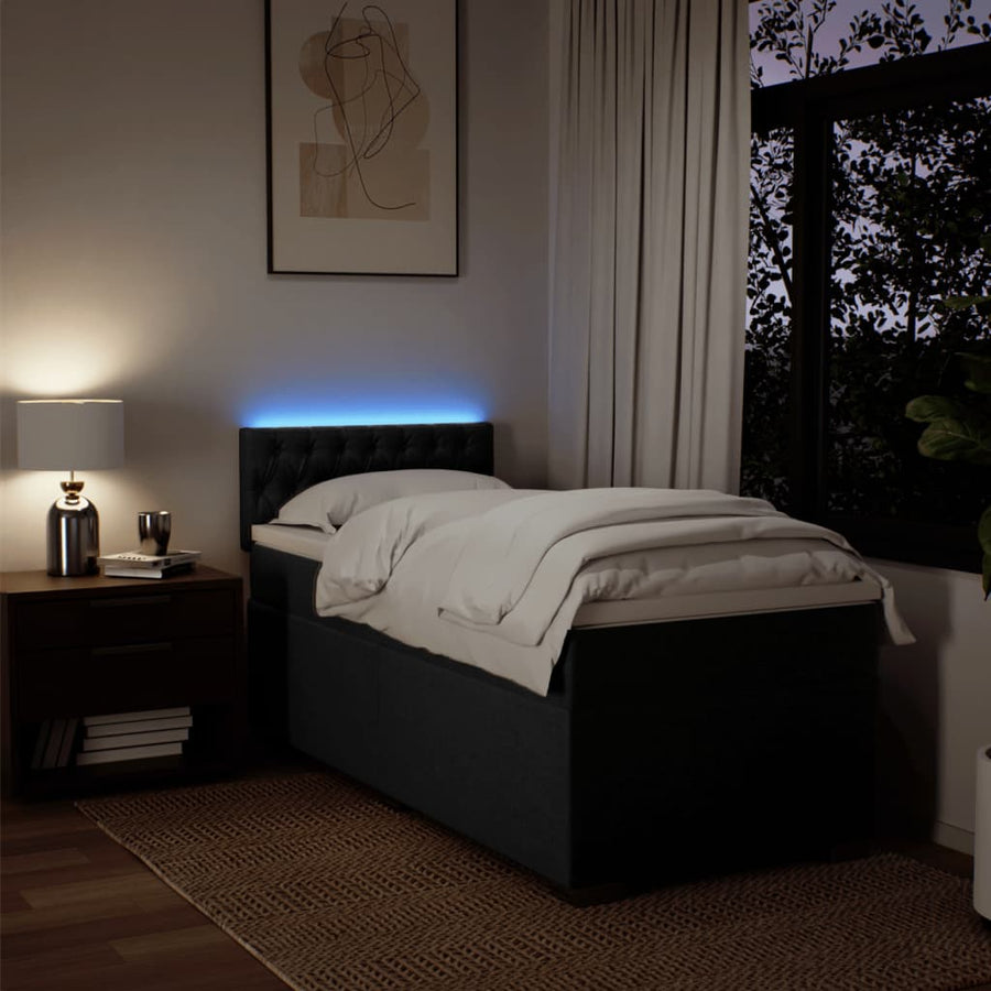 Boxspring met matras stof zwart 100x200 cm