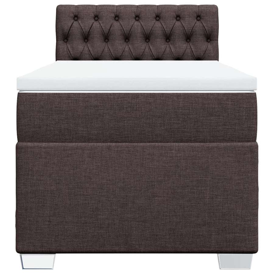 Boxspring met matras stof donkerbruin 100x200 cm