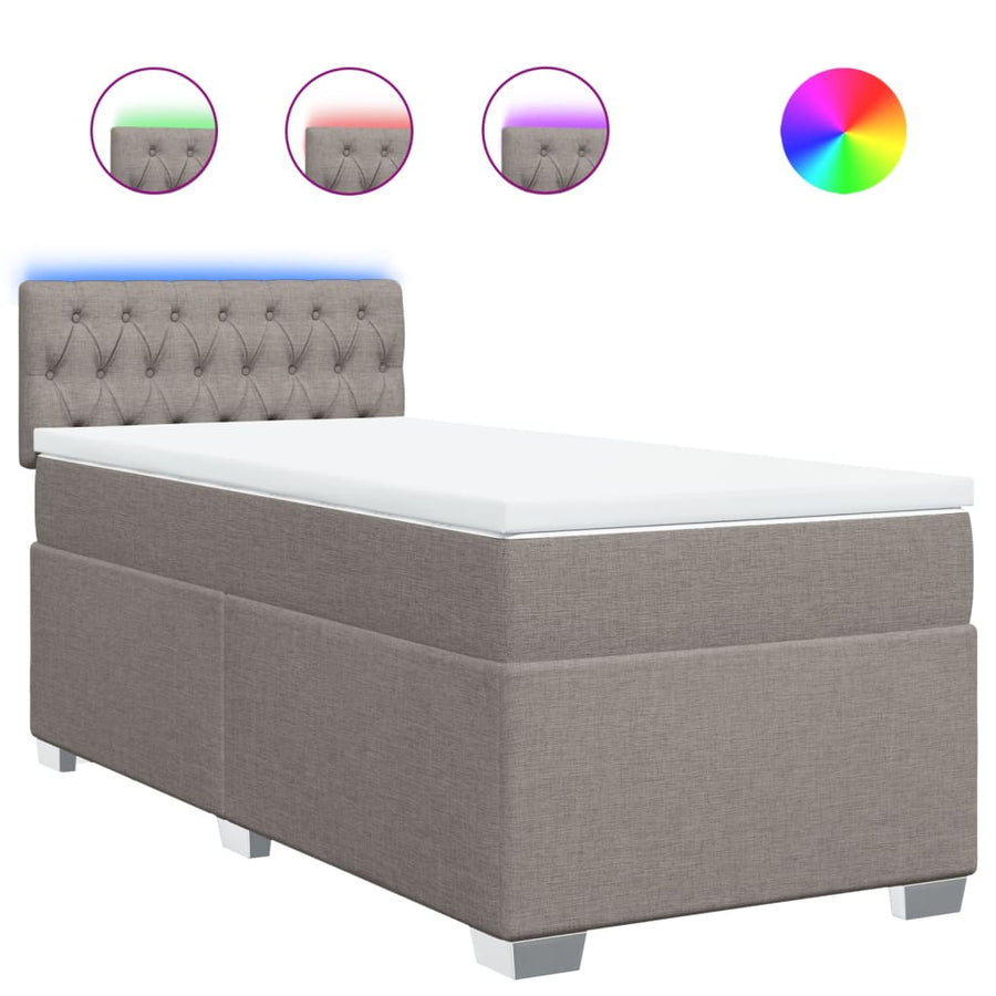 Boxspring met matras stof taupe 100x200 cm