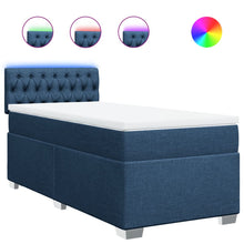 Boxspring met matras stof blauw 100x200 cm