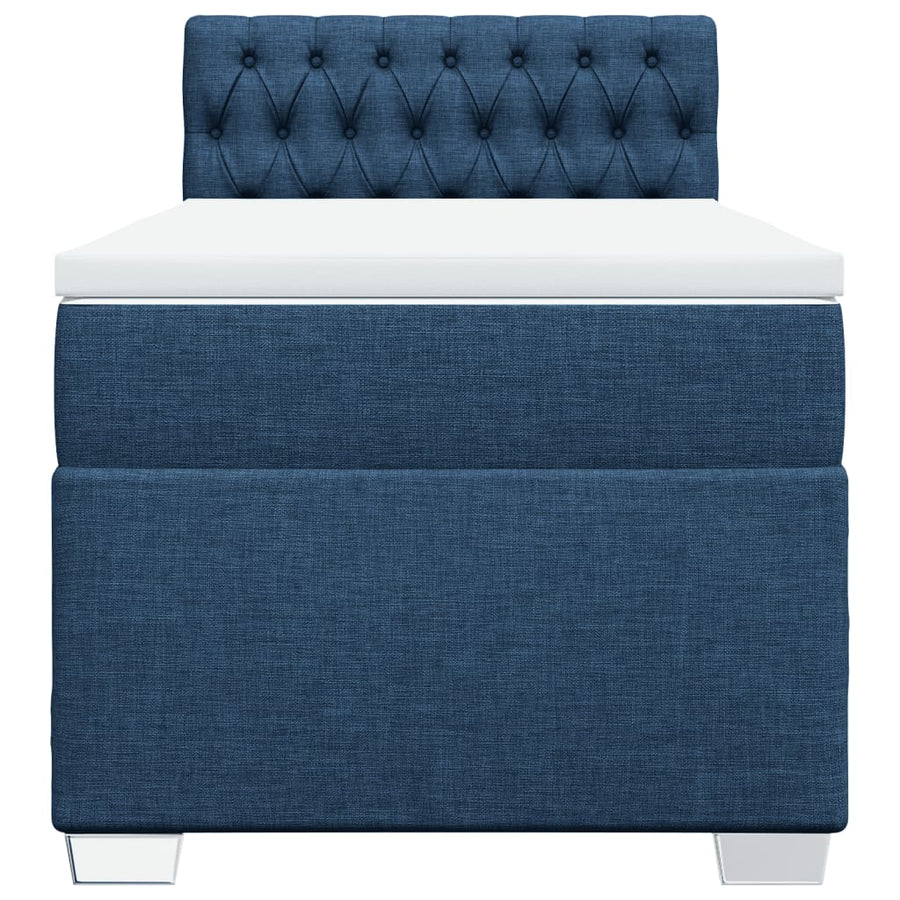 Boxspring met matras stof blauw 100x200 cm