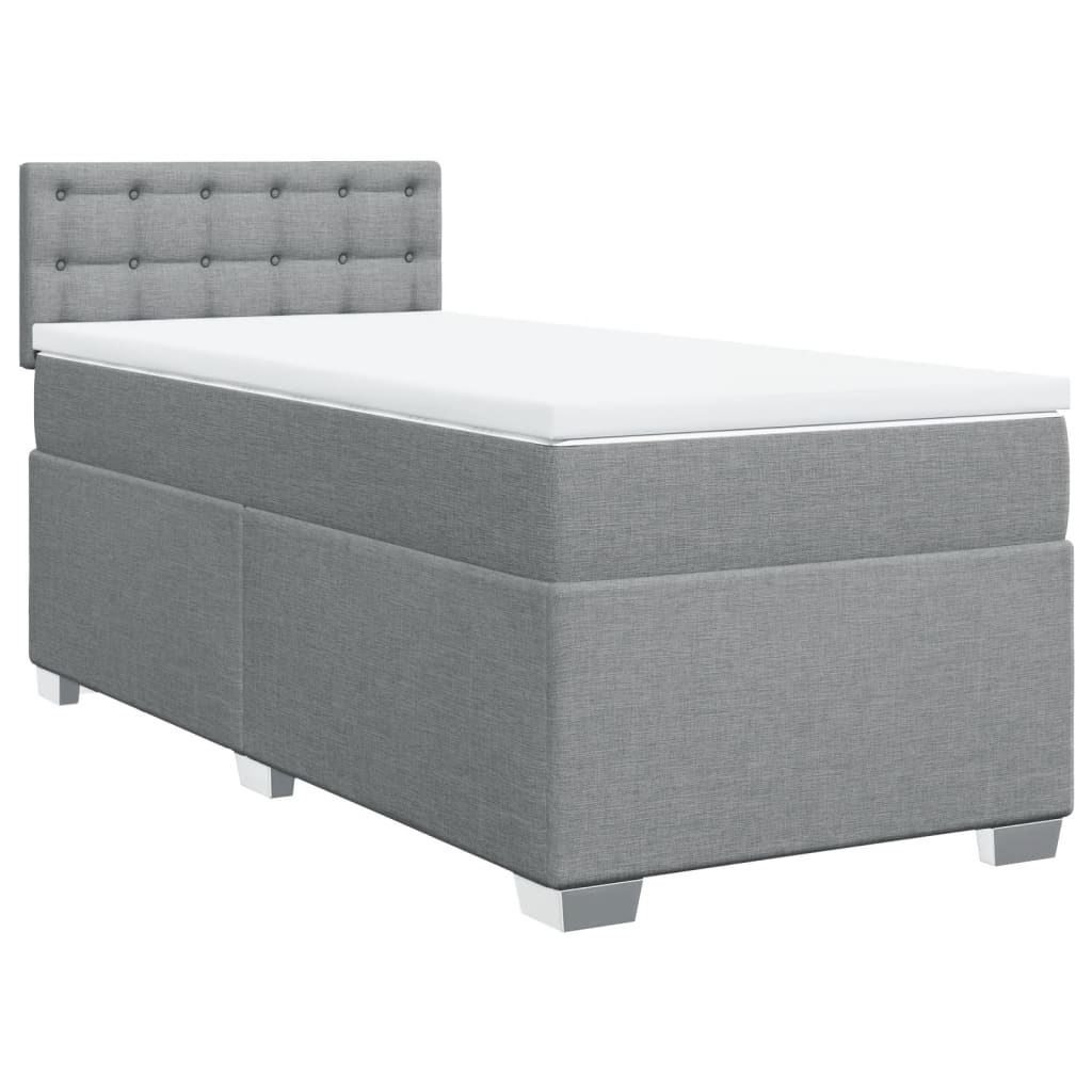 Boxspring met matras stof lichtgrijs 100x200 cm