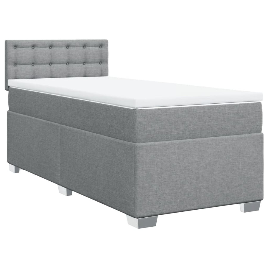 Boxspring met matras stof lichtgrijs 100x200 cm