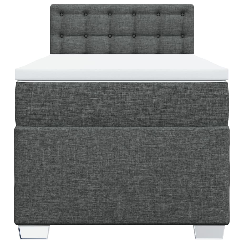 Boxspring met matras stof donkergrijs 100x200 cm