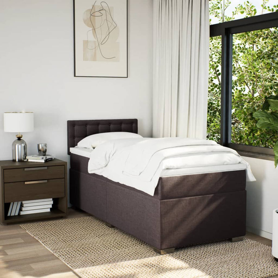 Boxspring met matras stof donkerbruin 100x200 cm