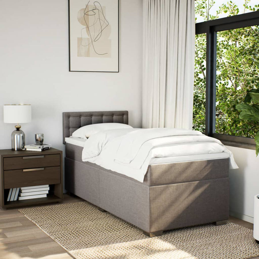 Boxspring met matras stof taupe 100x200 cm