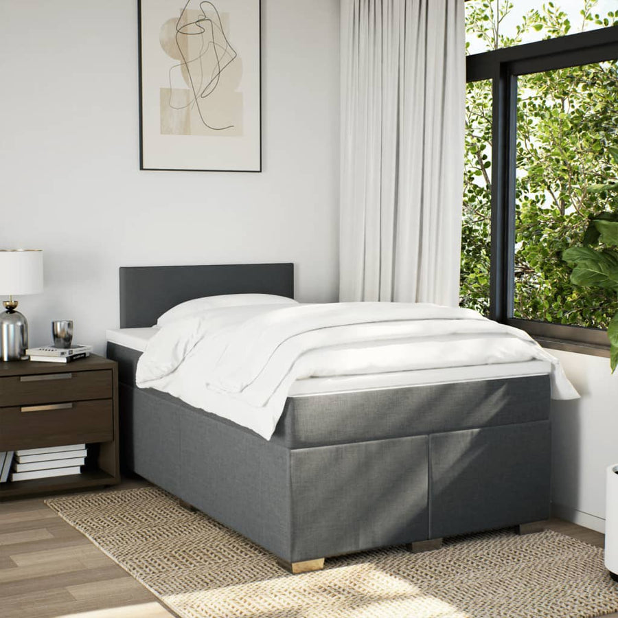 Boxspring met matras stof donkergrijs 120x190 cm
