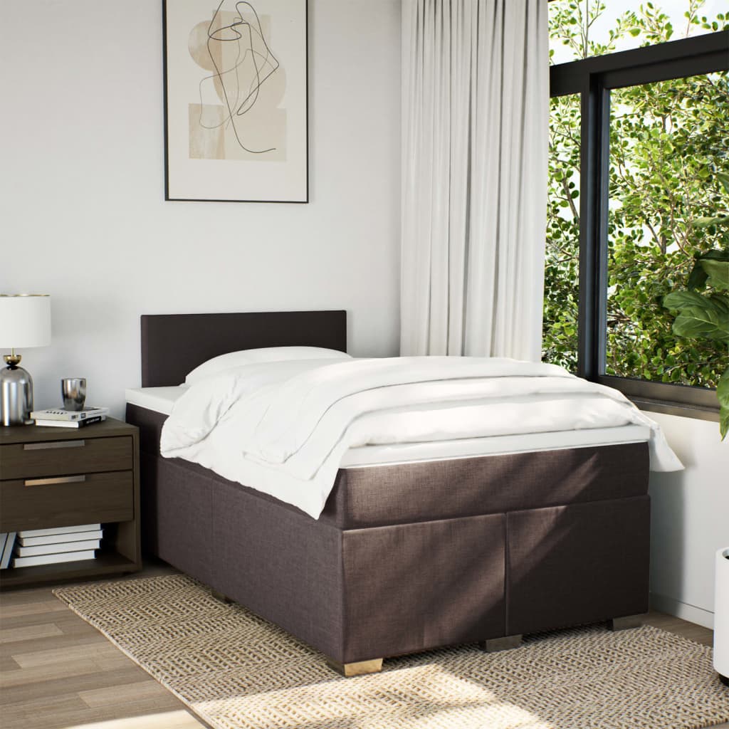 Boxspring met matras stof donkerbruin 120x190 cm
