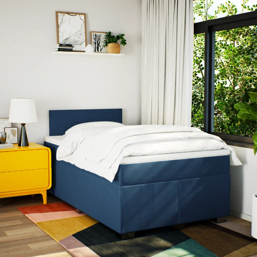 Boxspring Met Matras Stof 120 x 190 cm Blauw