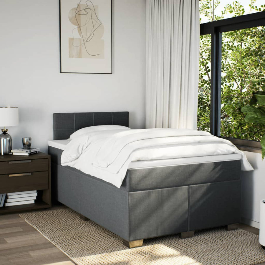 Boxspring met matras stof donkergrijs 120x190 cm