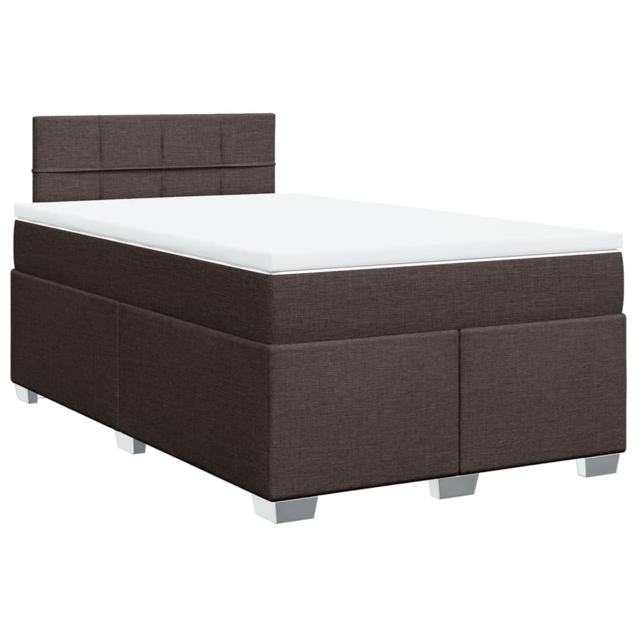 Boxspring met matras stof donkerbruin 120x190 cm