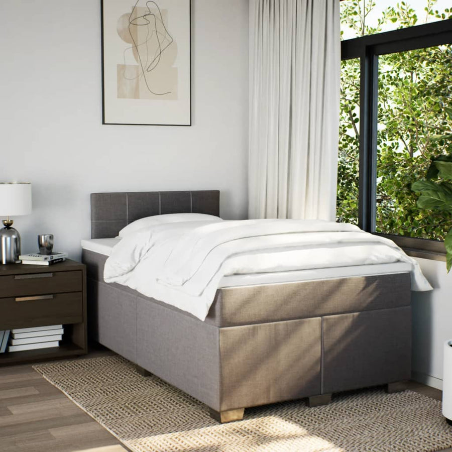 Boxspring met matras stof taupe 120x190 cm