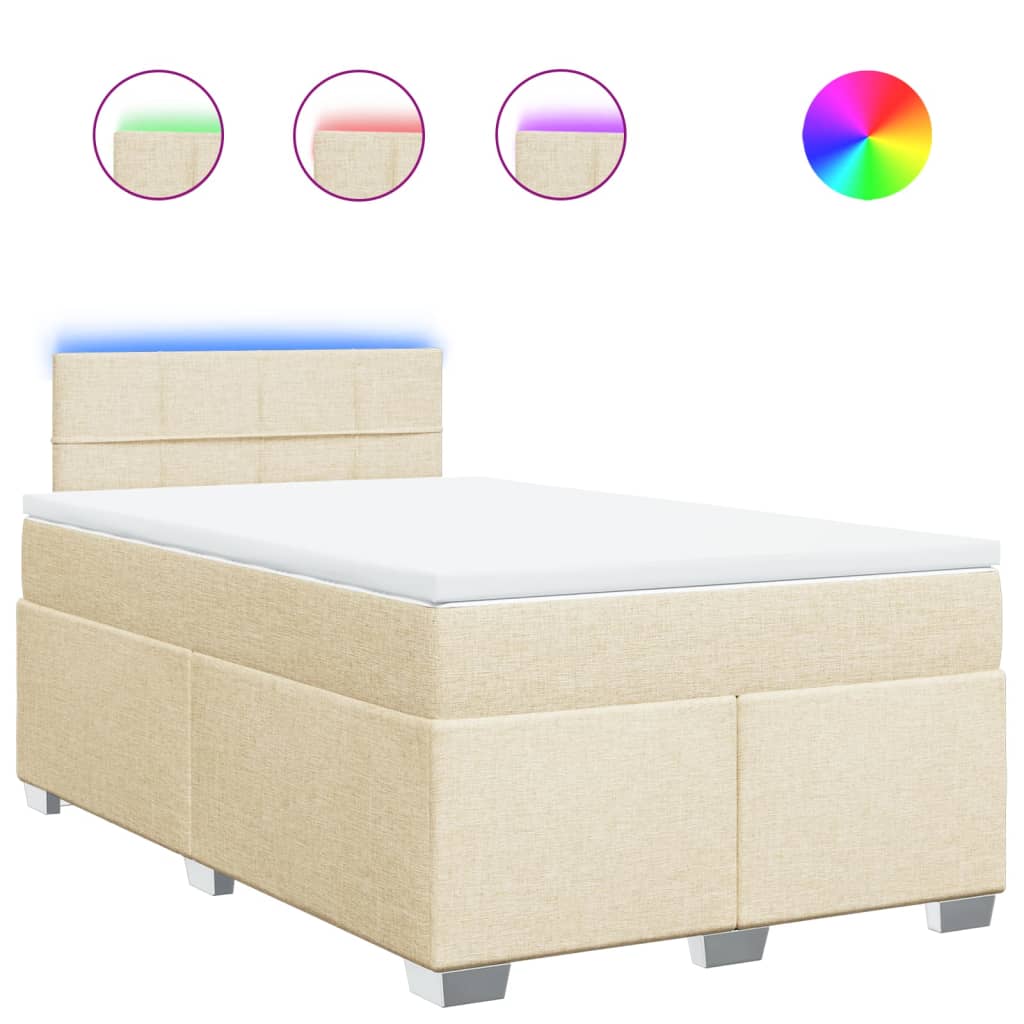 Boxspring met matras stof crèmekleurig 120x190 cm