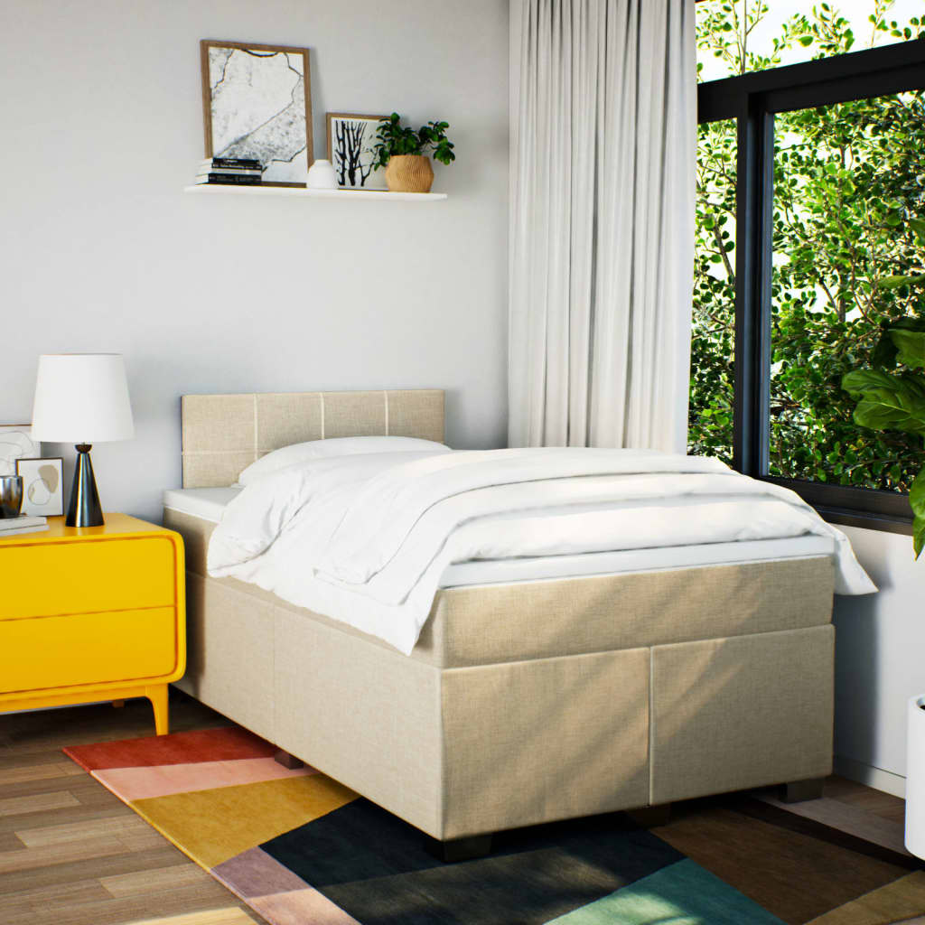 Boxspring met matras stof crèmekleurig 120x190 cm
