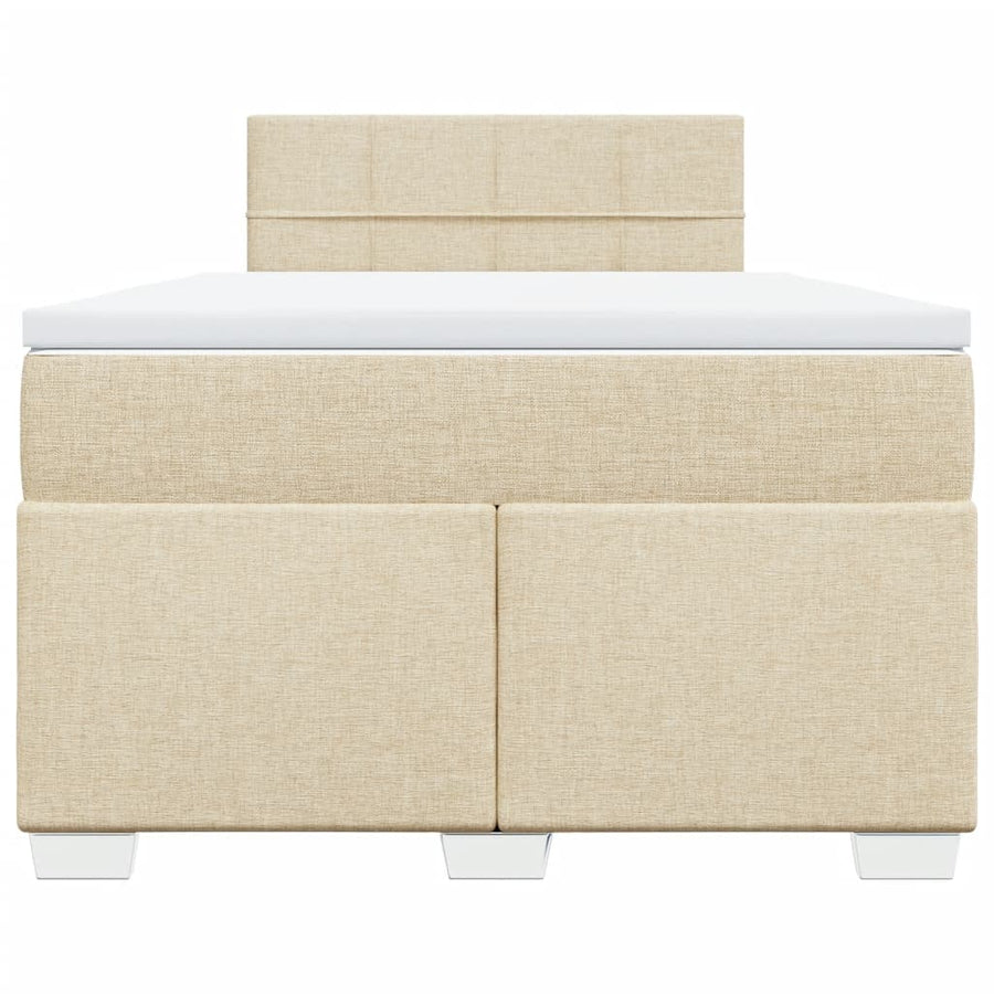 Boxspring met matras stof crèmekleurig 120x190 cm