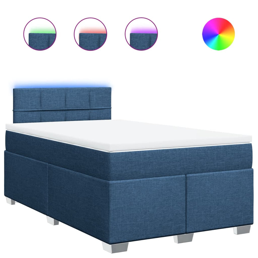 Boxspring Met Matras Stof 120 x 190 cm Blauw