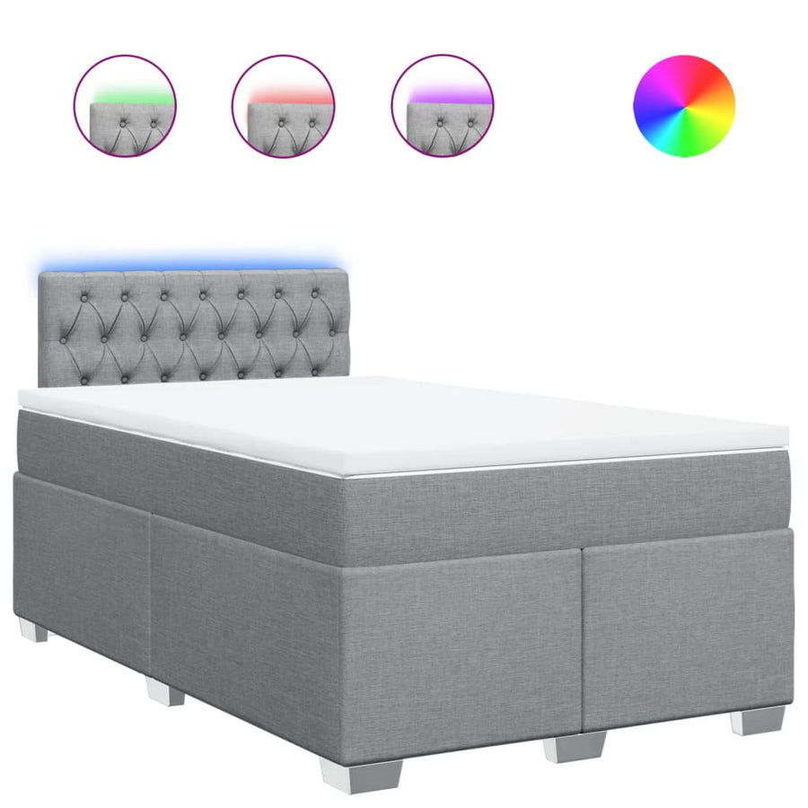 Boxspring met matras stof lichtgrijs 120x190 cm