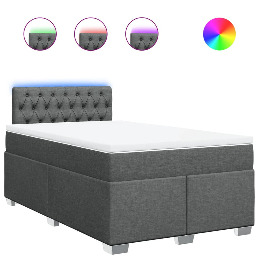Boxspring met matras stof donkergrijs 120x190 cm