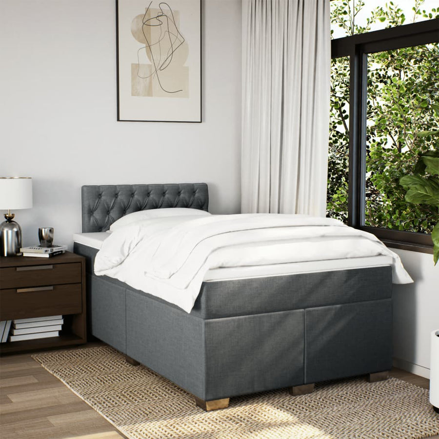 Boxspring met matras stof donkergrijs 120x190 cm