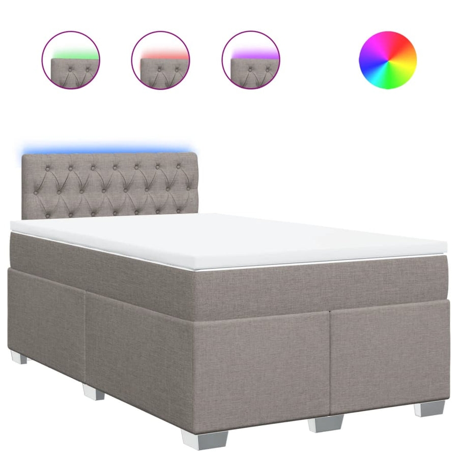 Boxspring met matras stof taupe 120x190 cm