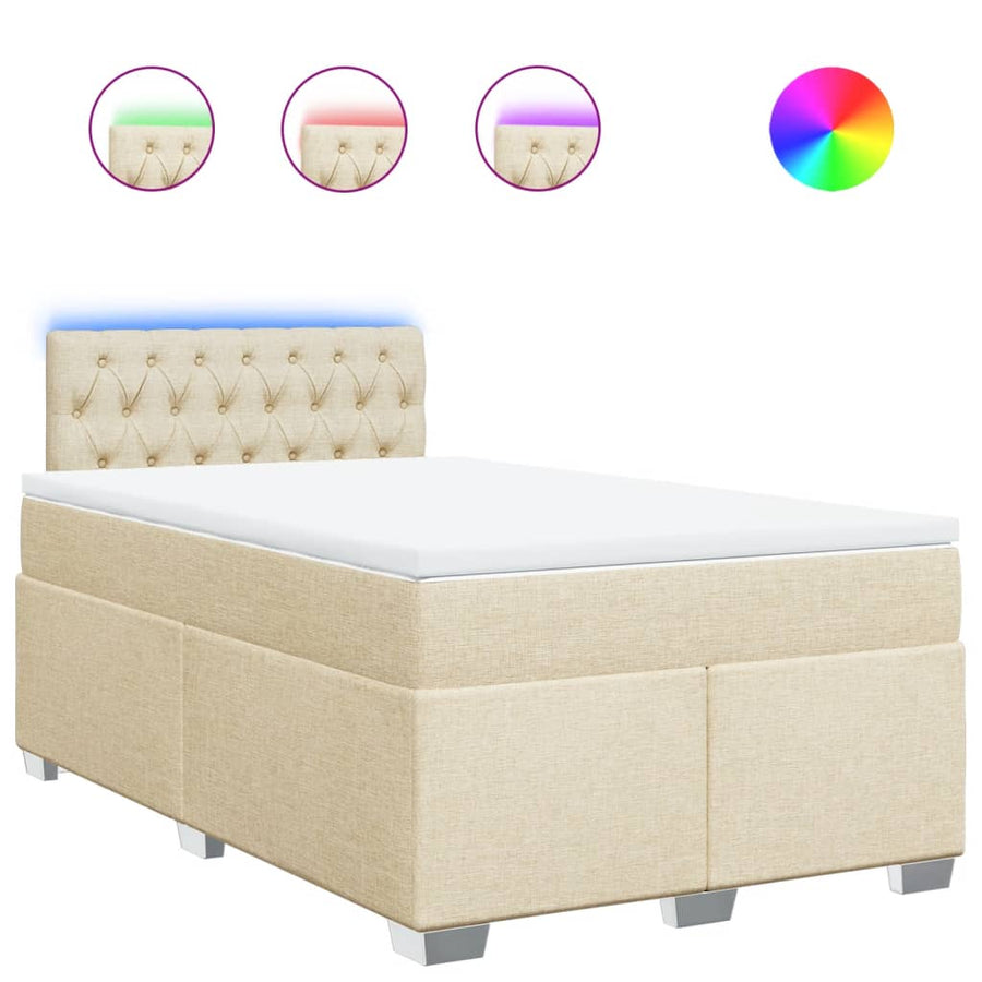 Boxspring met matras stof crèmekleurig 120x190 cm