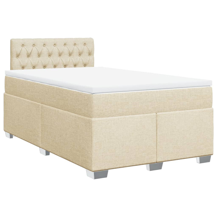 Boxspring met matras stof crèmekleurig 120x190 cm