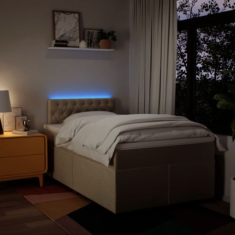 Boxspring met matras stof crèmekleurig 120x190 cm