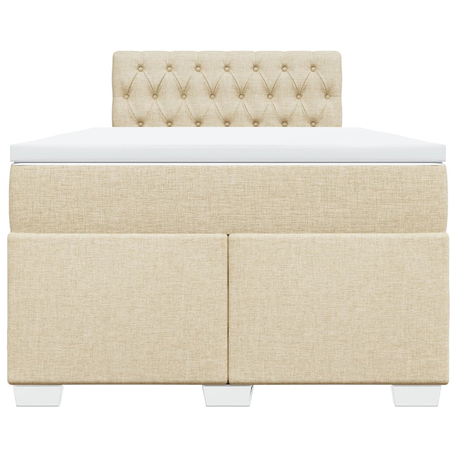 Boxspring met matras stof crèmekleurig 120x190 cm