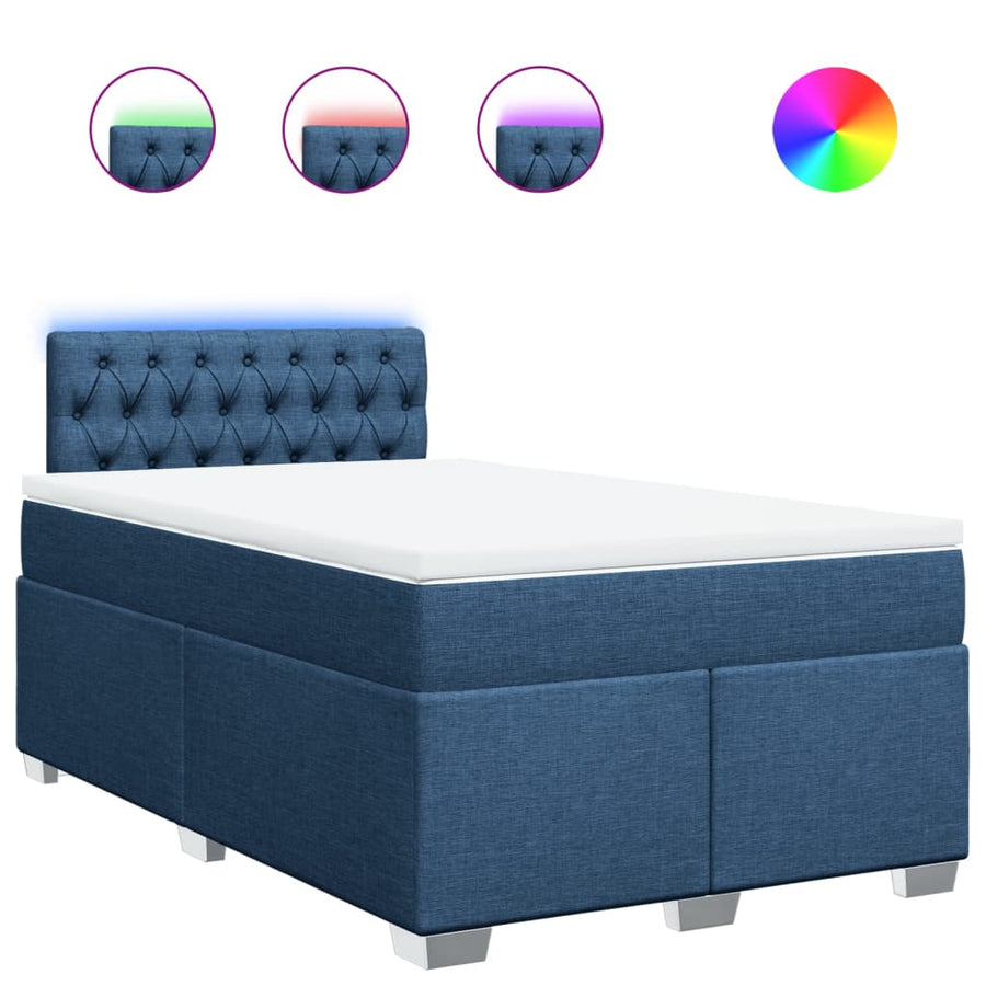 Boxspring Met Matras Stof 120 x 190 cm Blauw