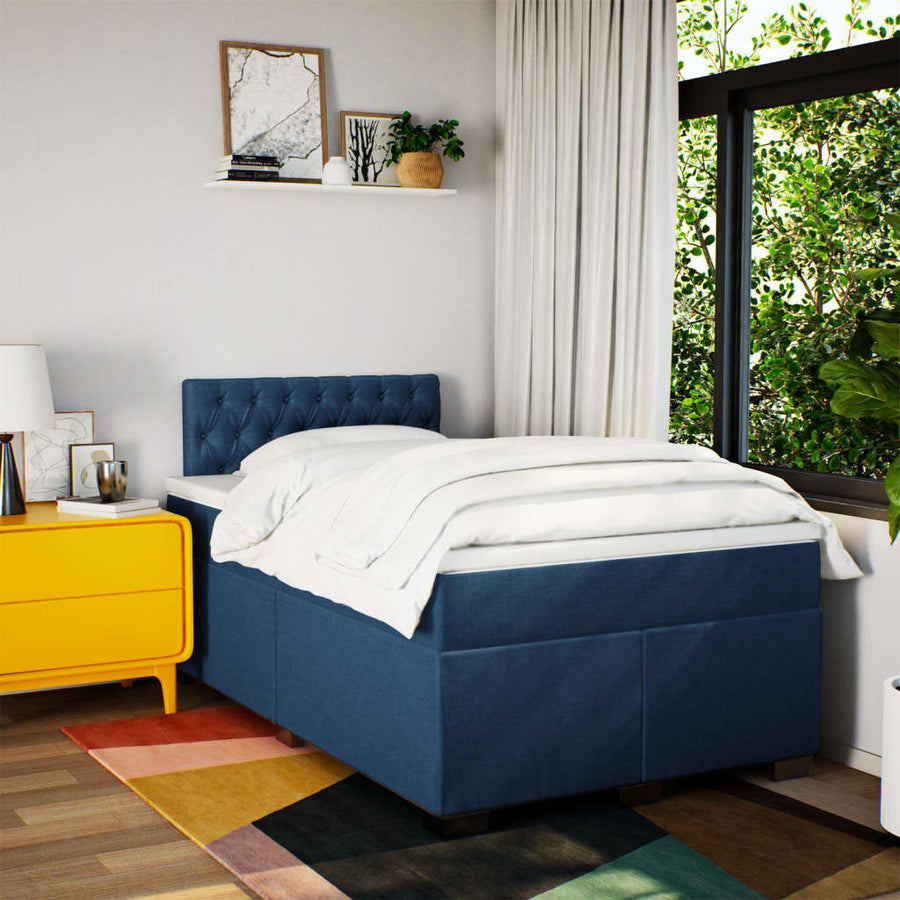 Boxspring Met Matras Stof 120 x 190 cm Blauw