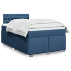 Boxspring met matras stof blauw 120x190 cm