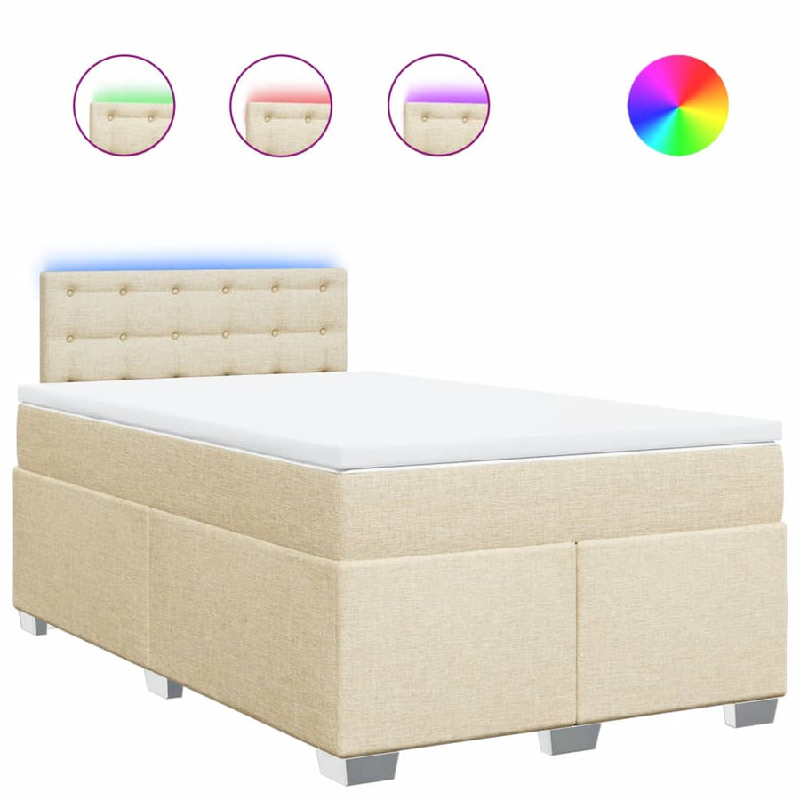 Boxspring met matras stof crèmekleurig 120x190 cm
