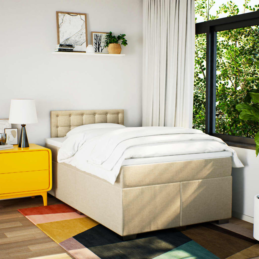 Boxspring met matras stof crèmekleurig 120x190 cm
