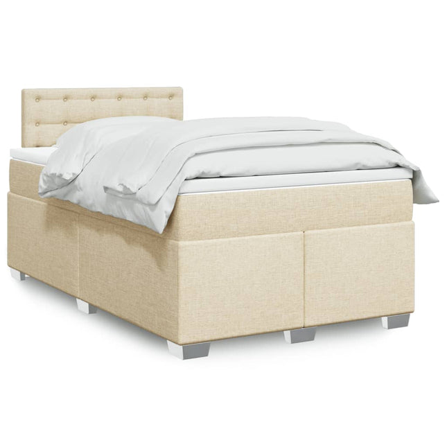 Boxspring met matras stof crèmekleurig 120x190 cm