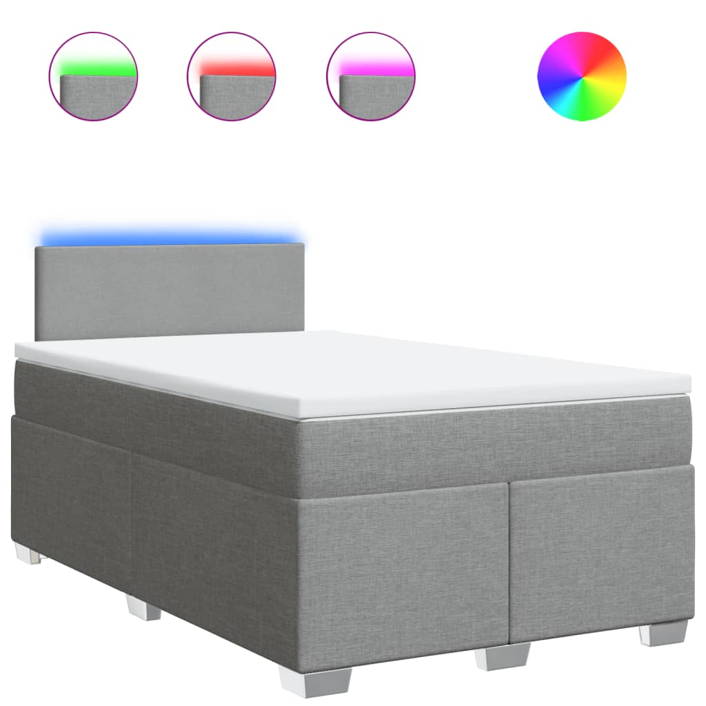 Boxspring met matras stof lichtgrijs 120x200 cm