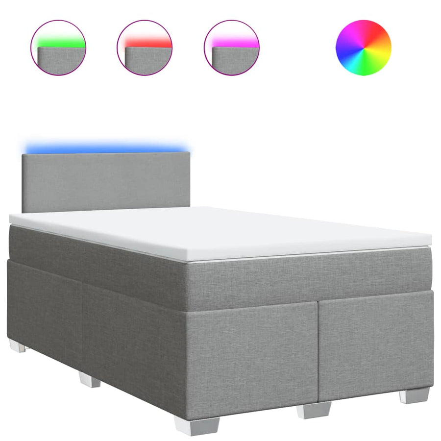 Boxspring met matras stof lichtgrijs 120x200 cm