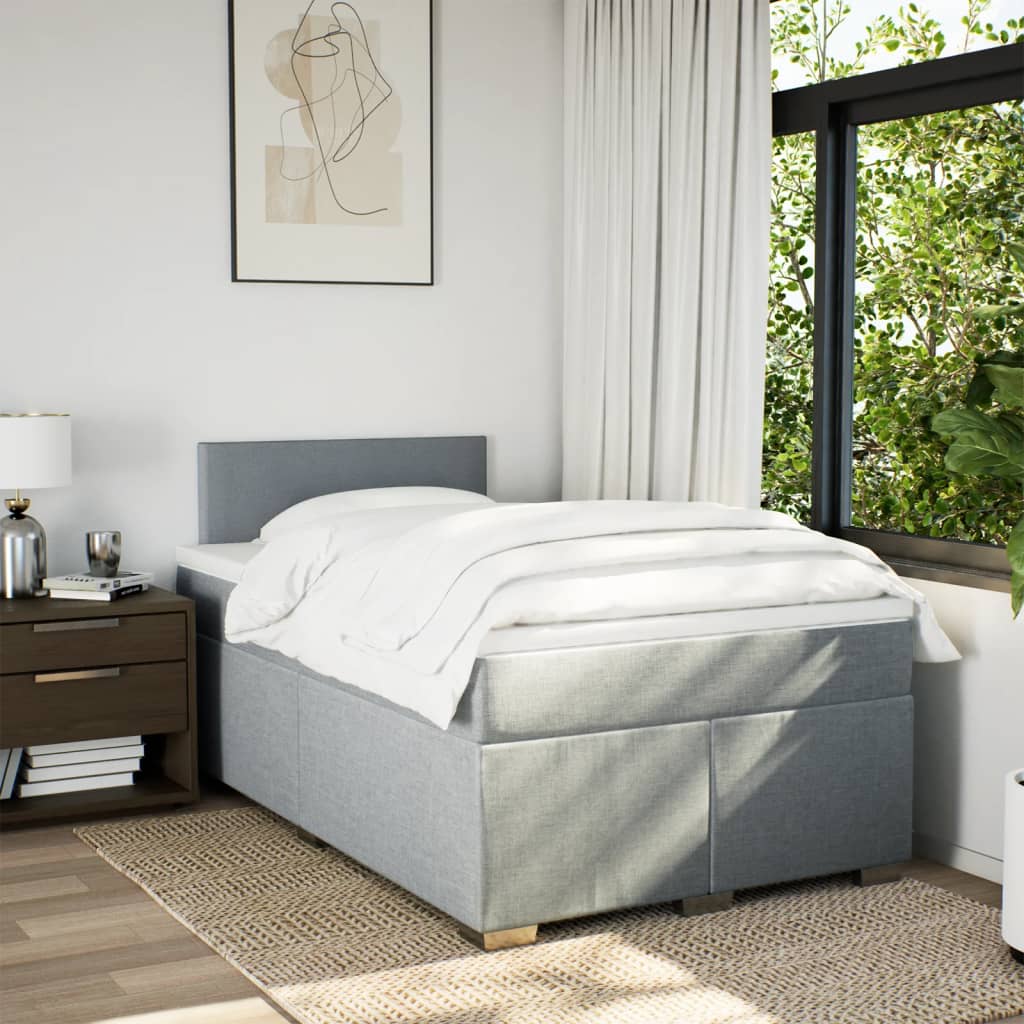 Boxspring met matras stof lichtgrijs 120x200 cm