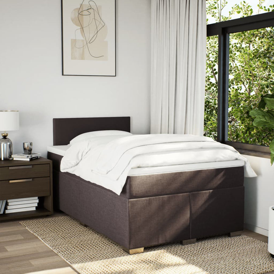 Boxspring met matras stof donkerbruin 120x200 cm