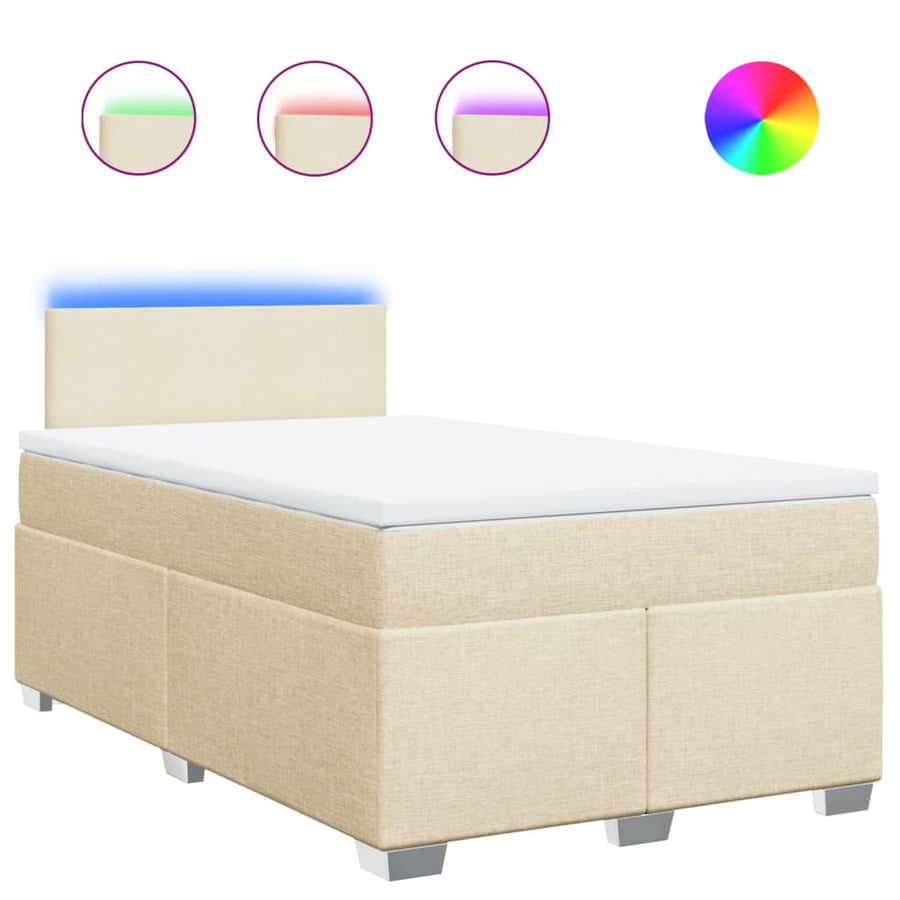 Boxspring met matras stof crèmekleurig 120x200 cm
