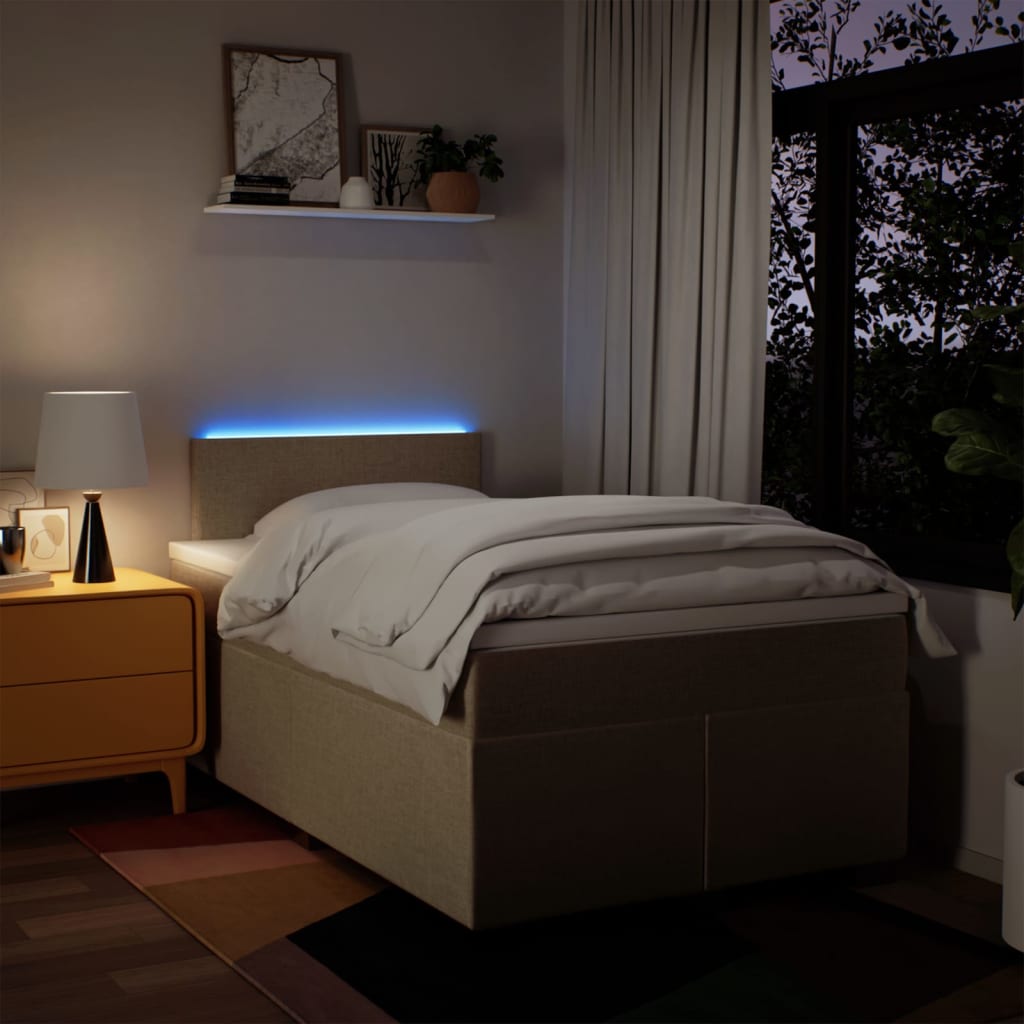 Boxspring met matras stof crèmekleurig 120x200 cm