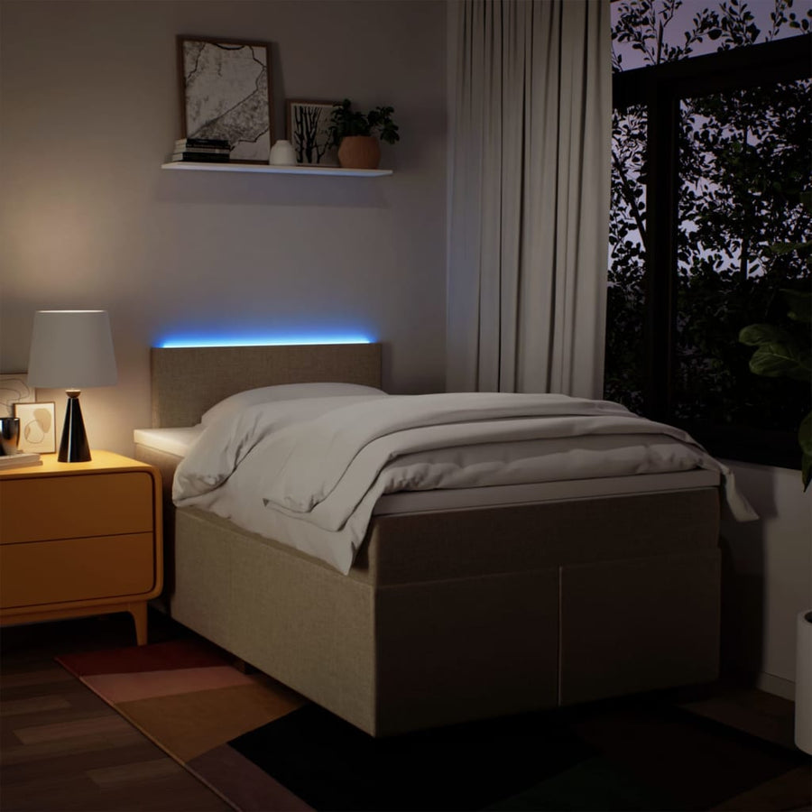 Boxspring met matras stof crèmekleurig 120x200 cm