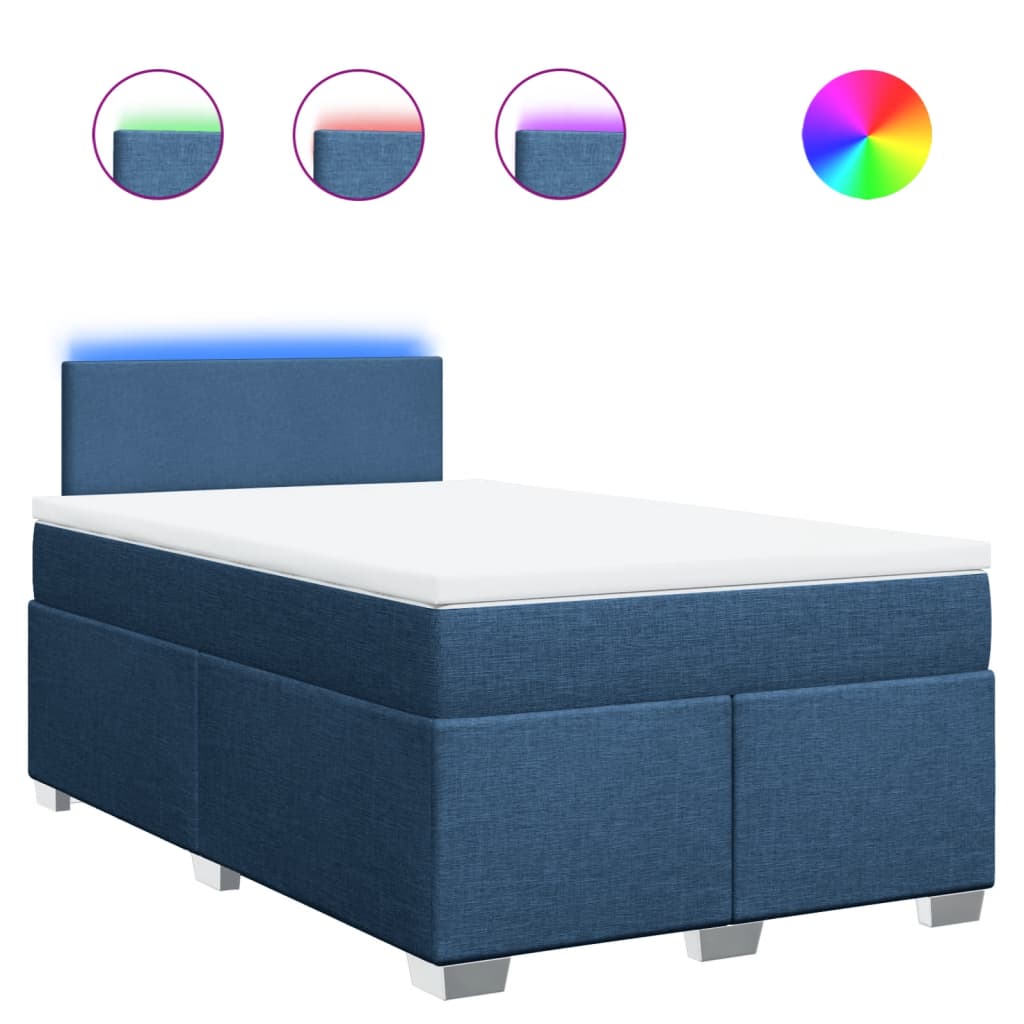 Boxspring met matras stof blauw 120x200 cm
