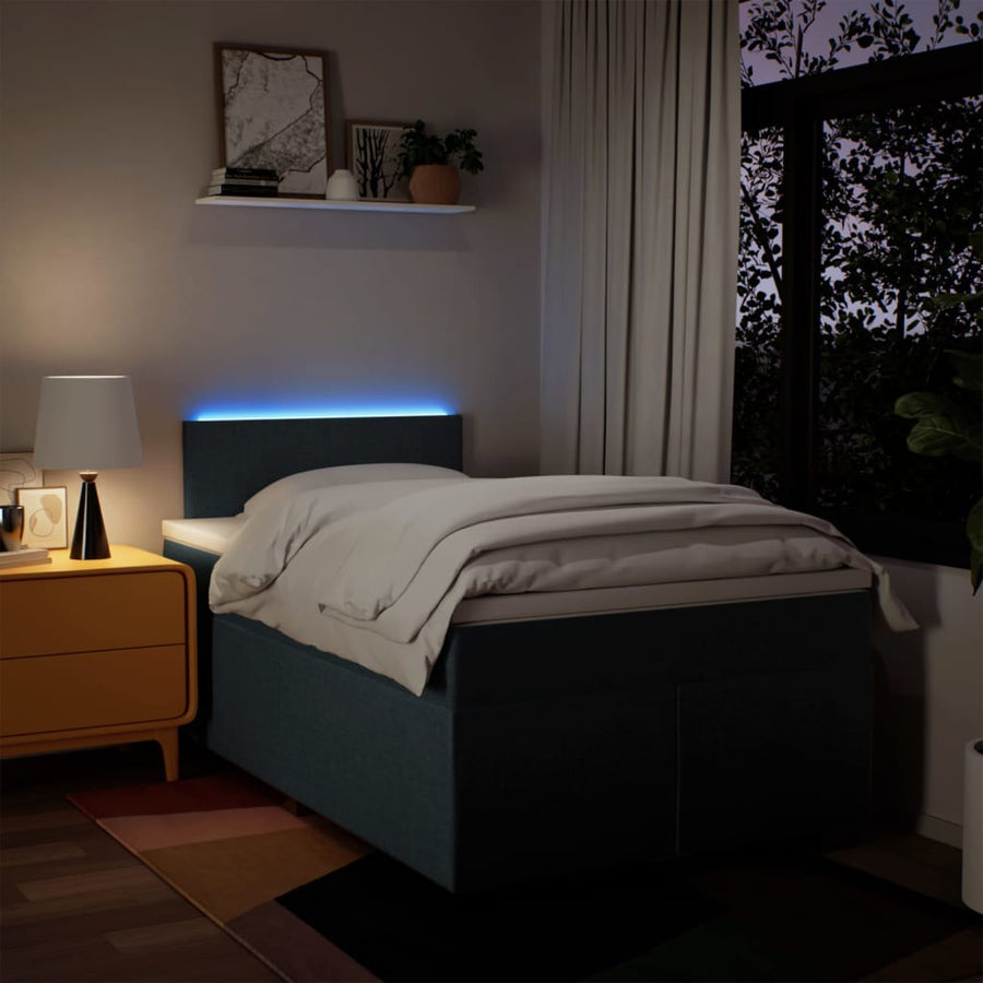 Boxspring met matras stof blauw 120x200 cm